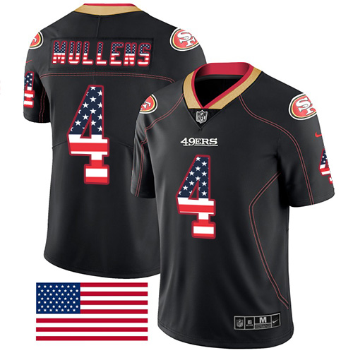 San Francisco 49ers Limited Black Men Nick Mullens NFL Jersey #4 Rush USA Flag